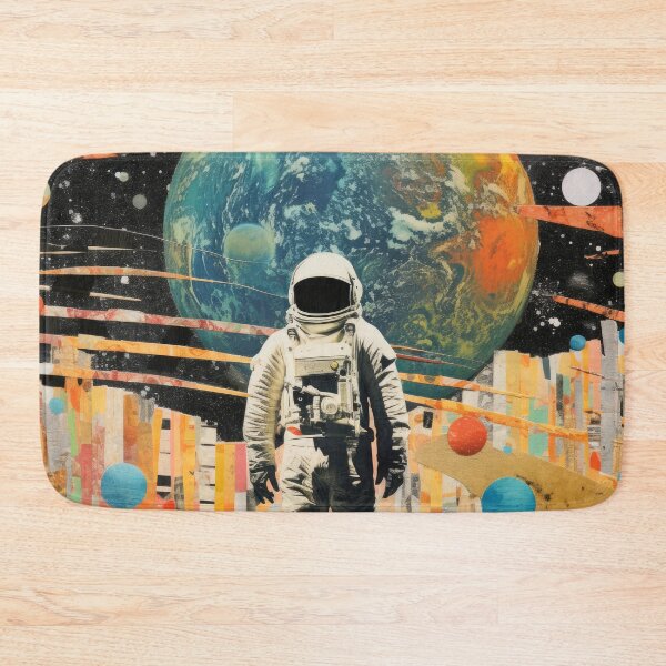 Item preview, Mixed Media Collage Astronaut in Space Colorful and Surreal Art Print designed and sold by GulDesignCo.