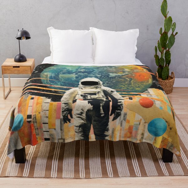 Item preview, Mixed Media Collage Astronaut in Space Colorful and Surreal Art Print designed and sold by GulDesignCo.