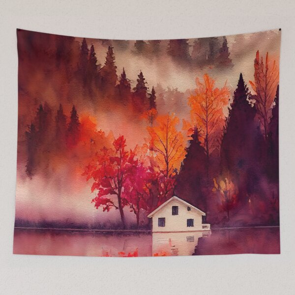 Item preview, Colorful Autumn Landscape Watercolor 2 designed and sold by Art by Lilia.