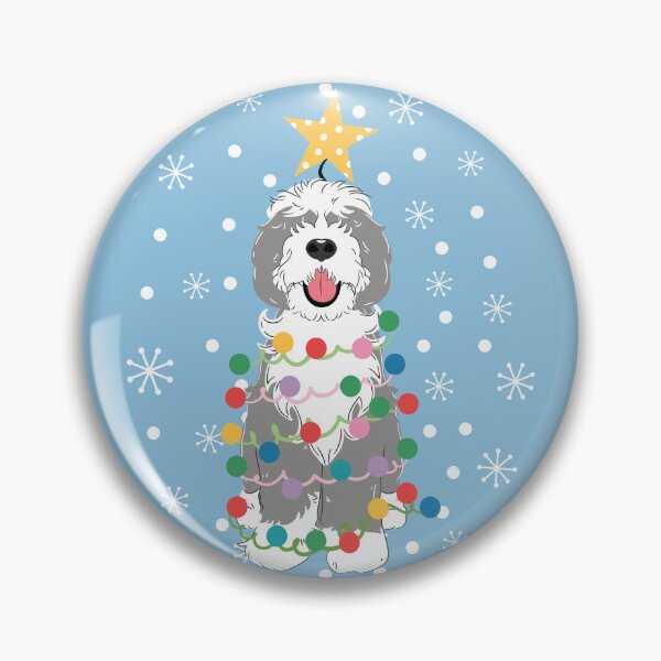 Artikelvorschau, Grauer grauer weißer Sheepadoodle-Weihnachtsbaum 2 entworfen und verkauft von Lulupainting.