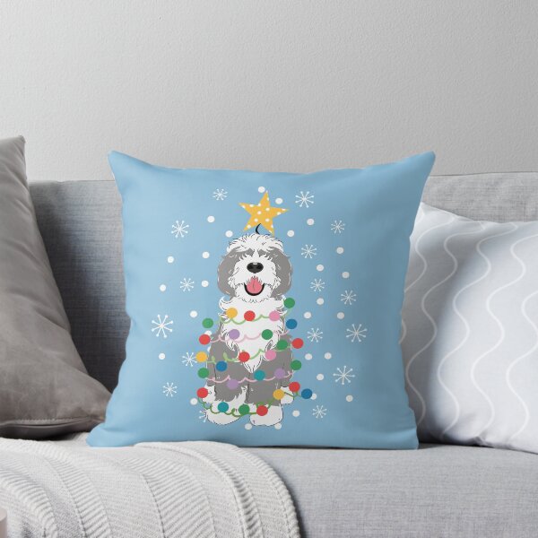 Artikelvorschau, Grauer grauer weißer Sheepadoodle-Weihnachtsbaum 2 entworfen und verkauft von Lulupainting.