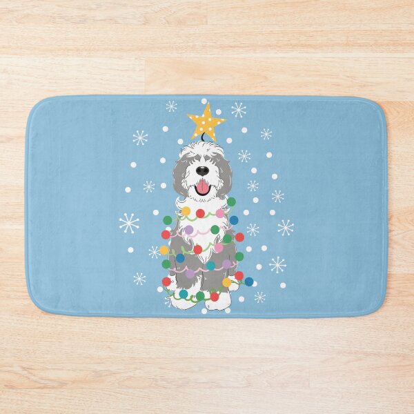 Item preview, Gray Grey White Sheepadoodle Christmas Tree 2 designed and sold by Lulupainting.