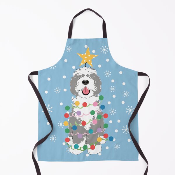 Item preview, Gray Grey White Sheepadoodle Christmas Tree 2 designed and sold by Lulupainting.
