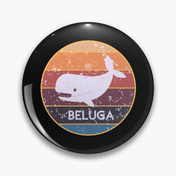 Artikelvorschau, Beluga-Wal, Schwimmen, Retro, Illustration entworfen und verkauft von kuremureDesign.