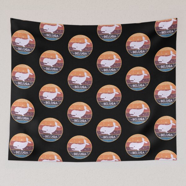 Item preview, Beluga Whale Swimming Retro Illustration designed and sold by kuremureDesign.