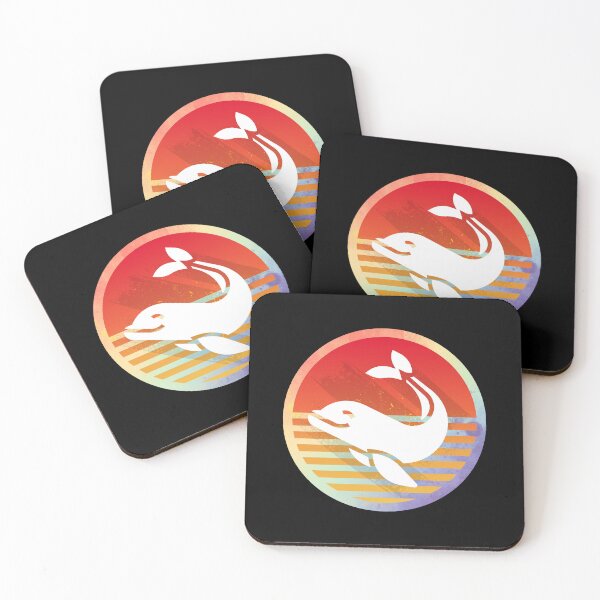 Item preview, Beluga Whale Swimming Retro Sunset Illustration designed and sold by kuremureDesign.