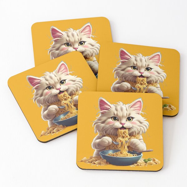 Item preview, a cat eating pasta designed and sold by BandM Jos-Wilias.