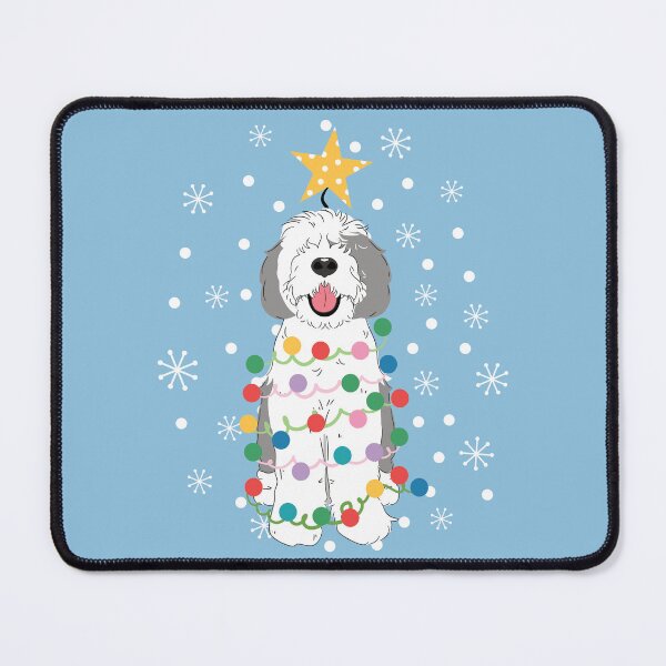 Item preview, Gray Grey White Sheepadoodle Christmas Tree 4 designed and sold by Lulupainting.