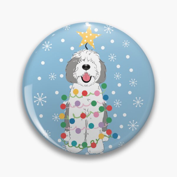 Artikelvorschau, Grauer grauer weißer Sheepadoodle-Weihnachtsbaum 5 entworfen und verkauft von Lulupainting.