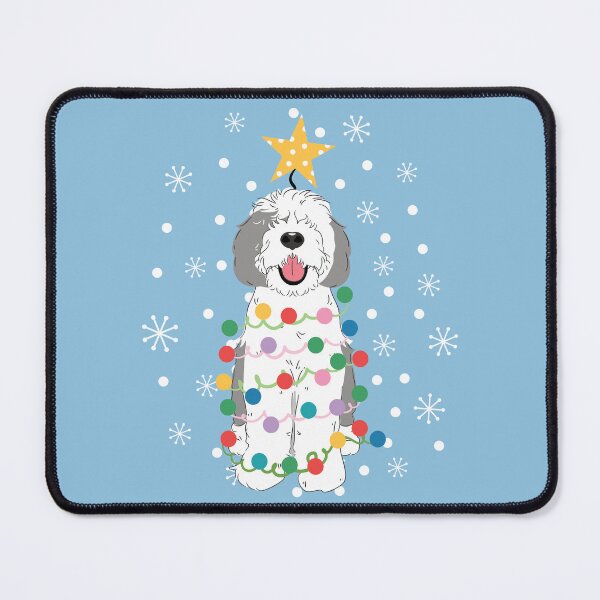 Item preview, Gray Grey White Sheepadoodle Christmas Tree 5 designed and sold by Lulupainting.
