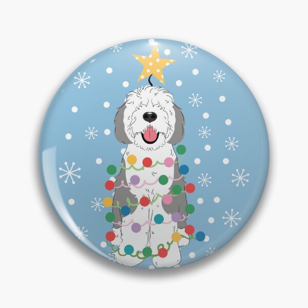 Artikelvorschau, Grauer grauer weißer Sheepadoodle-Weihnachtsbaum 6 entworfen und verkauft von Lulupainting.