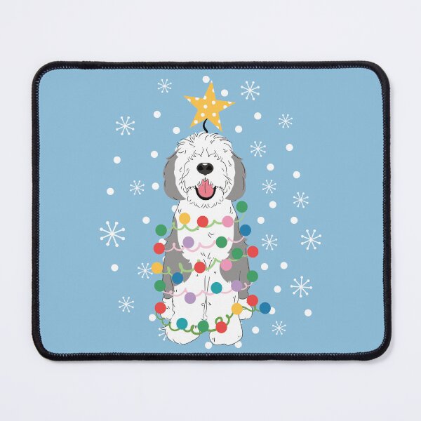 Item preview, Gray Grey White Sheepadoodle Christmas Tree 6 designed and sold by Lulupainting.