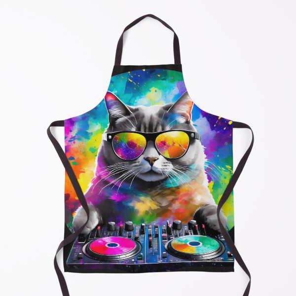 Item preview, Rave DJ Kitty Watercolor designed and sold by craftyvixenart.