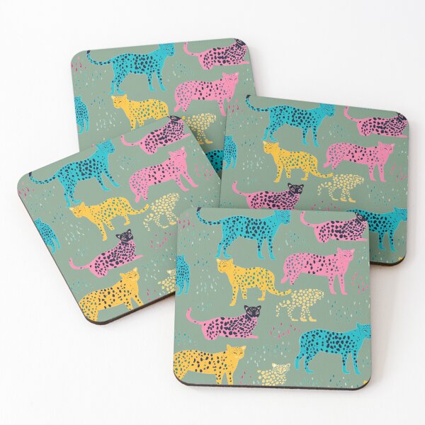 Item preview, Vibrant Jungle Cats: Colorful Leopard Patterns on Pastel Green designed and sold by 21 Tulips.