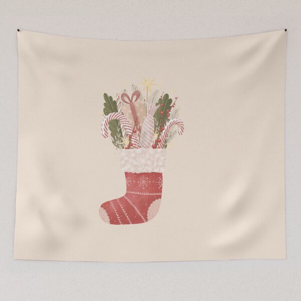 Item preview,  Christmas Stocking with Candy Cane and Gifts designed and sold by BookishSpace1.