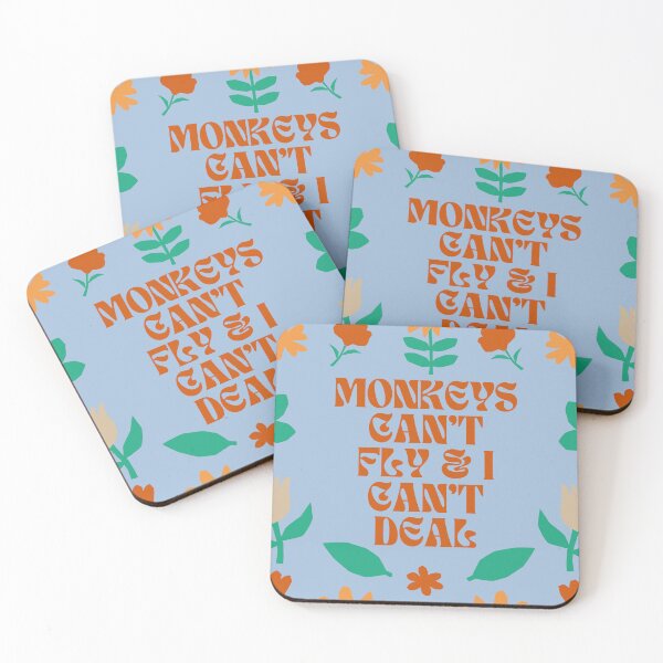 Item preview, Whimsical Wisdom: 'Monkeys Can't Fly & I Can't Deal' on Floral Blue designed and sold by 21 Dragonflies.