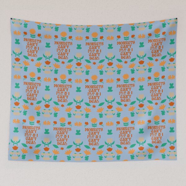 Item preview, Whimsical Wisdom: 'Monkeys Can't Fly & I Can't Deal' on Floral Blue designed and sold by 21 Dragonflies.