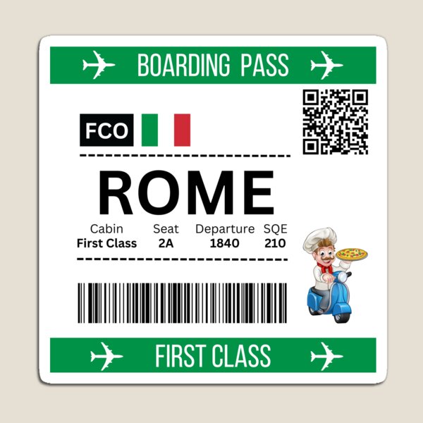 Aperçu de l'œuvre Carte d'embarquement Rome créée et vendue par StarTribe.