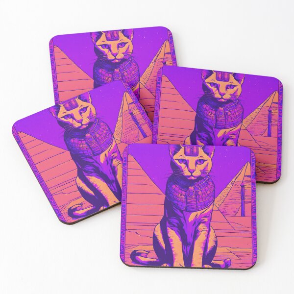 Aperçu de l'œuvre Chat égyptien Egypte Pyramides violet grunge créée et vendue par Catophile.