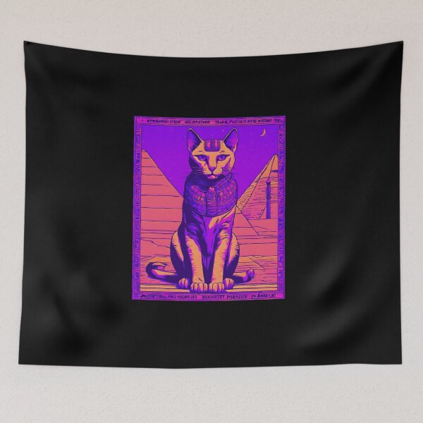 Aperçu de l'œuvre Chat égyptien Egypte Pyramides violet grunge créée et vendue par Catophile.