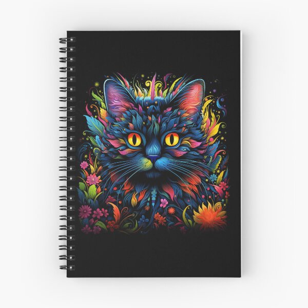 Item preview, cat in the blacklight with full flower color designed and sold by mimdigital.