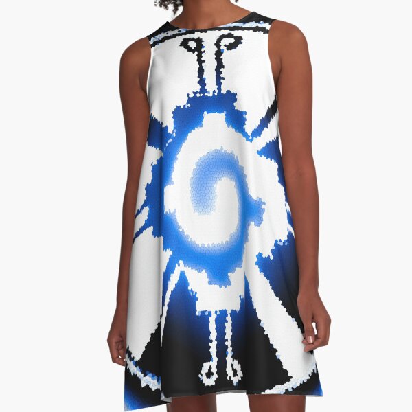 The Magical Mayan Galactic Butterfly - Blue A-Line Dress