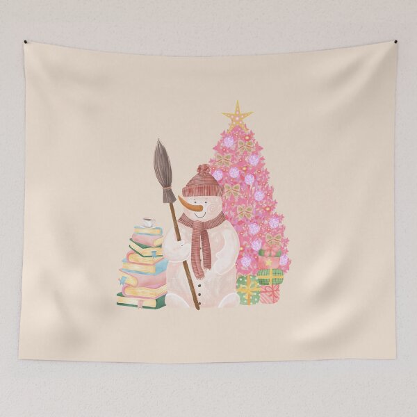 Item preview, snowman with books and christmas tree  designed and sold by BookishSpace1.
