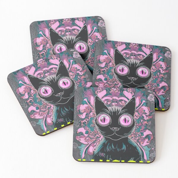 Item preview, psychedelics illusion Black Cat LSD Aesthetic vaporewave designed and sold by Catophile.