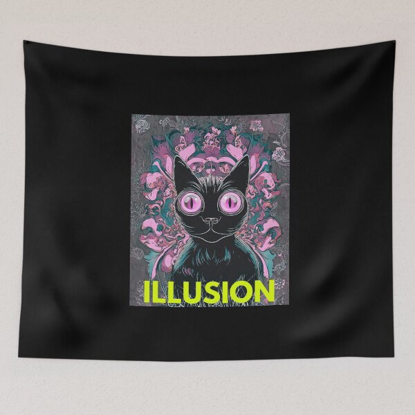 Item preview, psychedelics illusion Black Cat LSD Aesthetic vaporewave designed and sold by Catophile.
