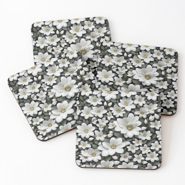 Item preview, Find beauty in simplicity: White floral pattern design designed and sold by nexanova369.