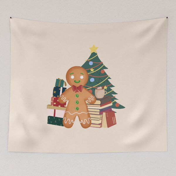 Item preview, Christmas gingerbread man with books and christmas tree (bookmas) designed and sold by BookishSpace1.