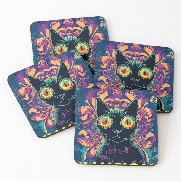 Artikelvorschau, psychedelische Illusion Black Cat LSD-Trip-Farben entworfen und verkauft von Catophile.