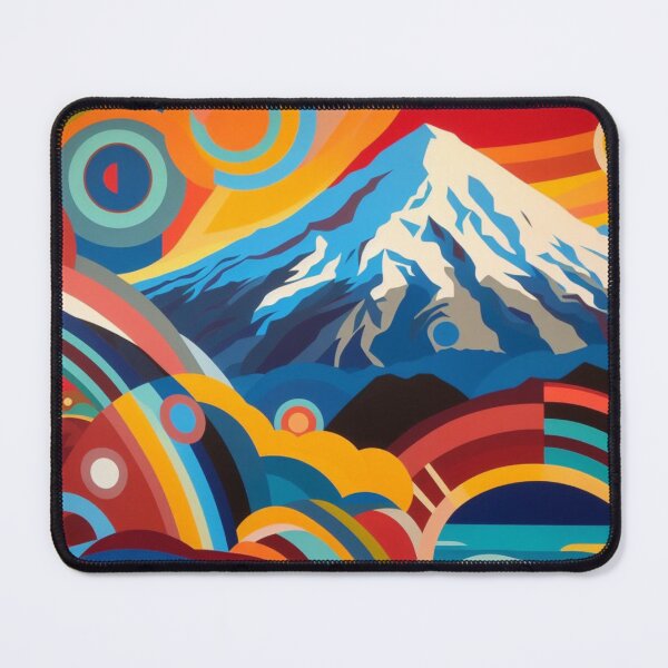 Item preview, Abstract painting of Mt Taranaki with bold colors and geometric shapes designed and sold by CristalleLisa.