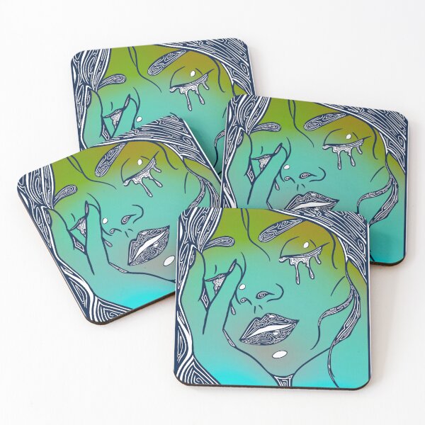 Item preview, Retro Abstract Crying Woman -Vintage Comic Pop-art - Blue and Aqua Green  designed and sold by Mitch616Art.