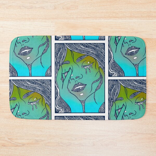 Item preview, Retro Abstract Crying Woman -Vintage Comic Pop-art - Blue and Aqua Green  designed and sold by Mitch616Art.