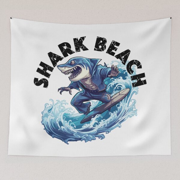 Item preview, Shark Surfing - Shark Beach (Black Lettering) designed and sold by VelvetRoom.