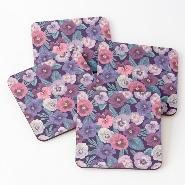 Item preview, Colorful pansies on deep violet designed and sold by Katerina Mitkova Kirilova.