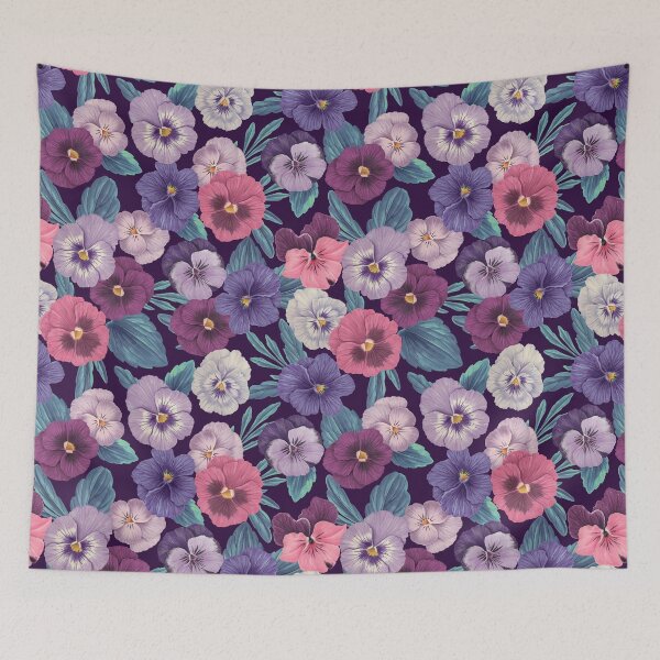 Item preview, Colorful pansies on deep violet designed and sold by Katerina Mitkova Kirilova.
