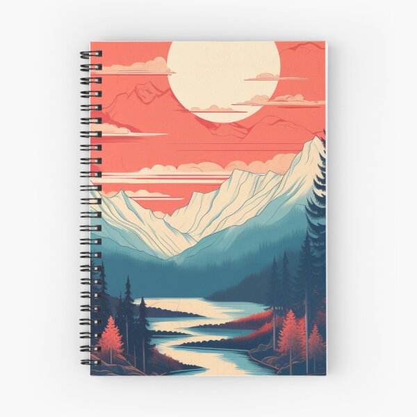 Item preview, White Blue Mountains with Forest and River Sun designed and sold by GrinGalore.