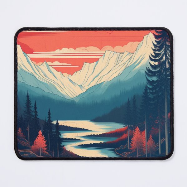 Item preview, White Blue Mountains with Forest and River Sun designed and sold by GrinGalore.