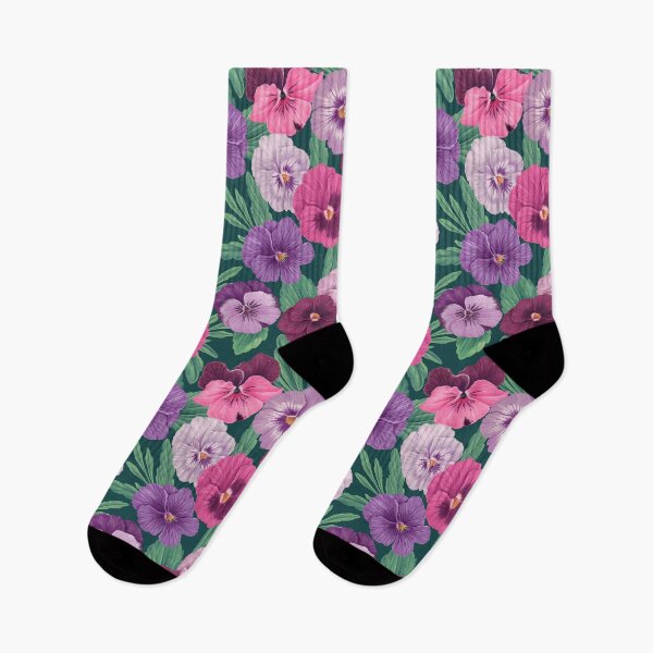 Item preview, Colorful pansies on dark greenish blue designed and sold by Katerina Mitkova Kirilova.