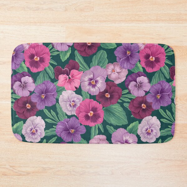 Item preview, Colorful pansies on dark greenish blue designed and sold by Katerina Mitkova Kirilova.