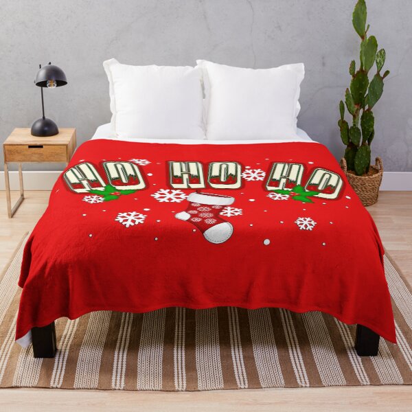 Aperçu de l'œuvre ho ho ho chaussette de Noël flocons de neige gui créée et vendue par MyREDBlack.