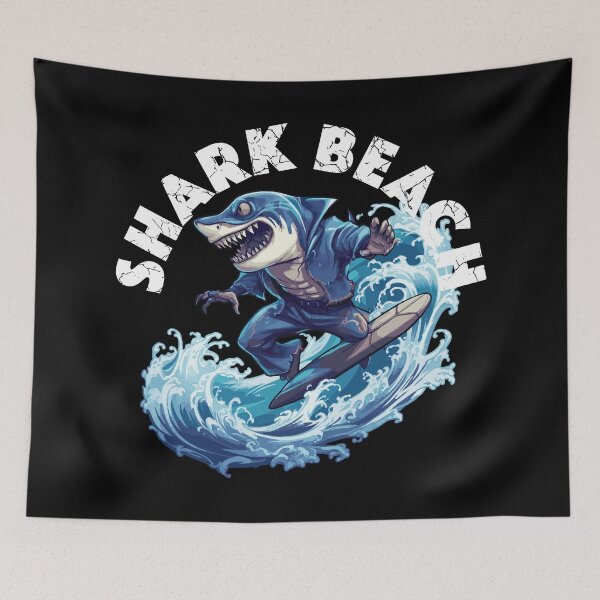 Item preview, Shark Surfing - Shark Beach (White Lettering) designed and sold by VelvetRoom.