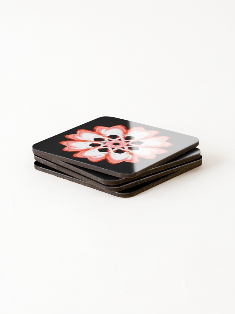 Thumbnail 4 of 5, Coasters (Set of 4), Red flower designed and sold by RomeoAzahar.