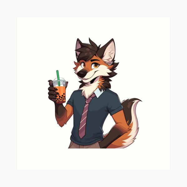 Maned Wolf Boba Tea Art Print