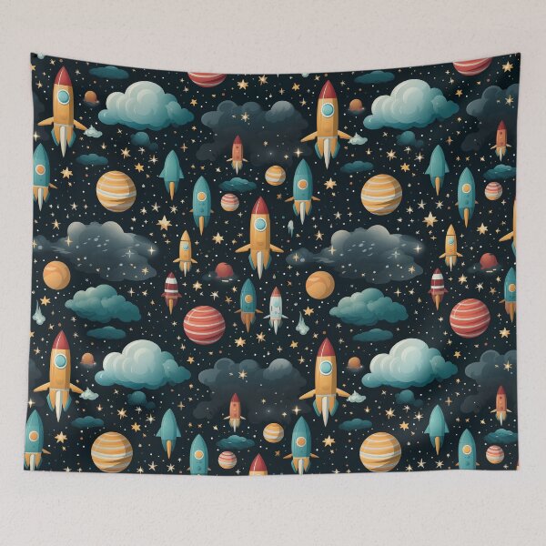 Item preview, Galactic Voyage Rockets and Planets Pattern designed and sold by Purr- Paradise.