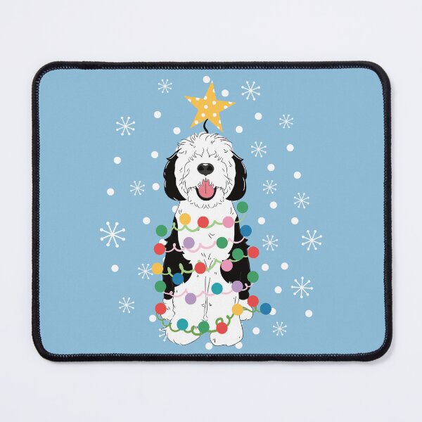 Item preview, Black White Sheepadoodle Christmas Tree 5 designed and sold by Lulupainting.