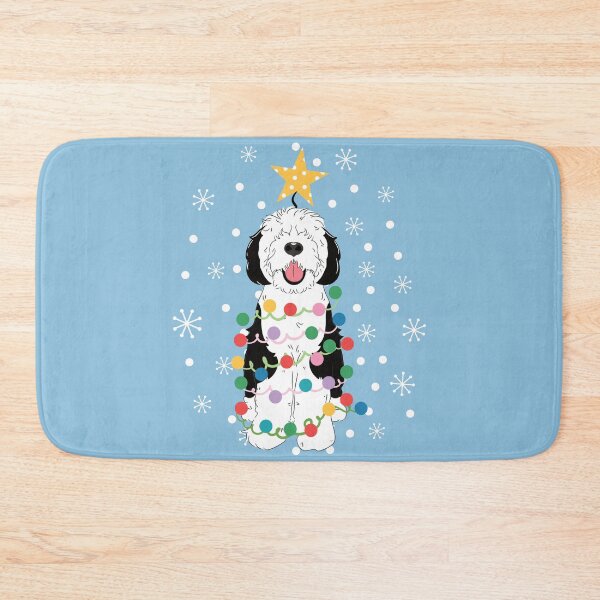 Item preview, Black White Sheepadoodle Christmas Tree 5 designed and sold by Lulupainting.