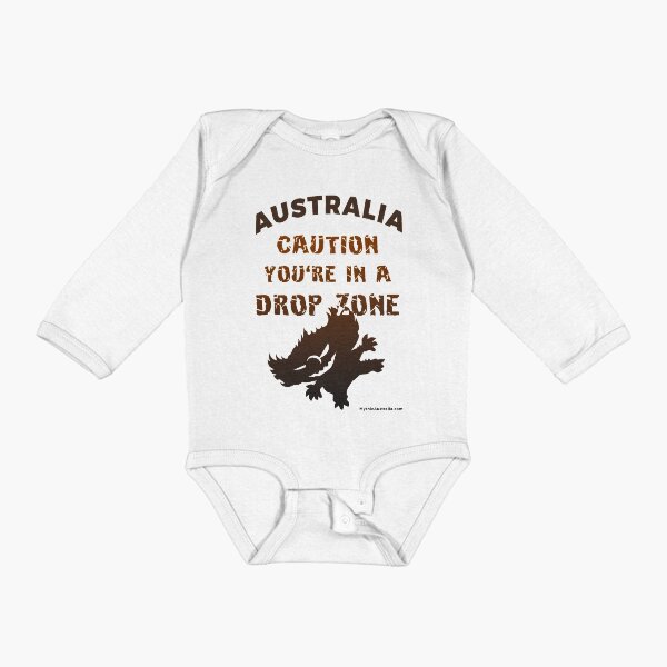 Australia Caution Drop Bear Zone Long Sleeve Baby One-Piece